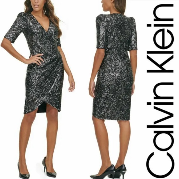 New Calvin Klein black and Silver sequin dress - Picture 6 of 6